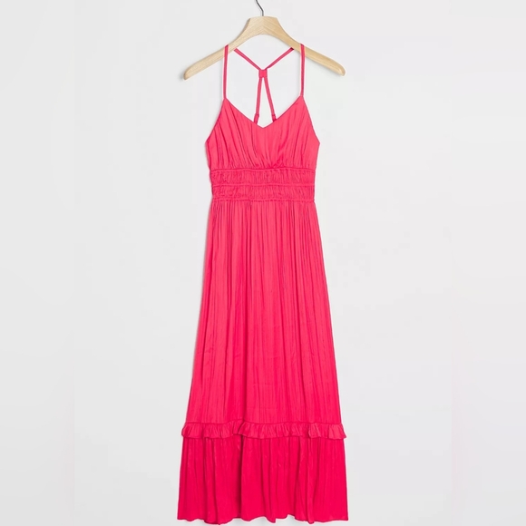 Anthroplogies Maeve Aleda Maxi Sleeveless Smoked Waist Silky Dress - Picture 1 of 11